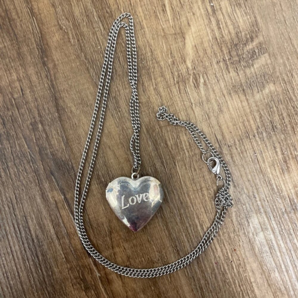 Big silver heart locket